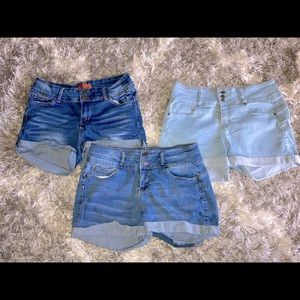 3 pair of Jean Shorts (light, medium, dark wash)